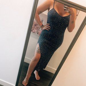 Blue Cheetah Print Maxi Dress with Slip